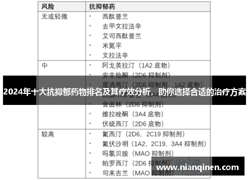 2024年十大抗抑郁药物排名及其疗效分析，助你选择合适的治疗方案